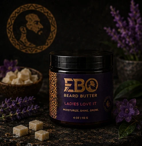 EBO Ladies Love It beard butter jar with the lid off